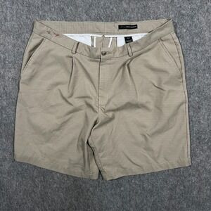 Greg Norman Men's Golf Shorts Size 38W Beige 100% Polyester Pleated Front Chino